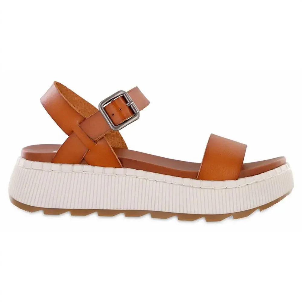 MIA Cognac Platform Sandals with White Sole